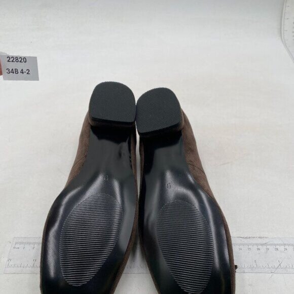 YDN Women Chunky Block Low Heel Loafers Square Toe Tassel Fringed Pumps Brown - Picture 7 of 8